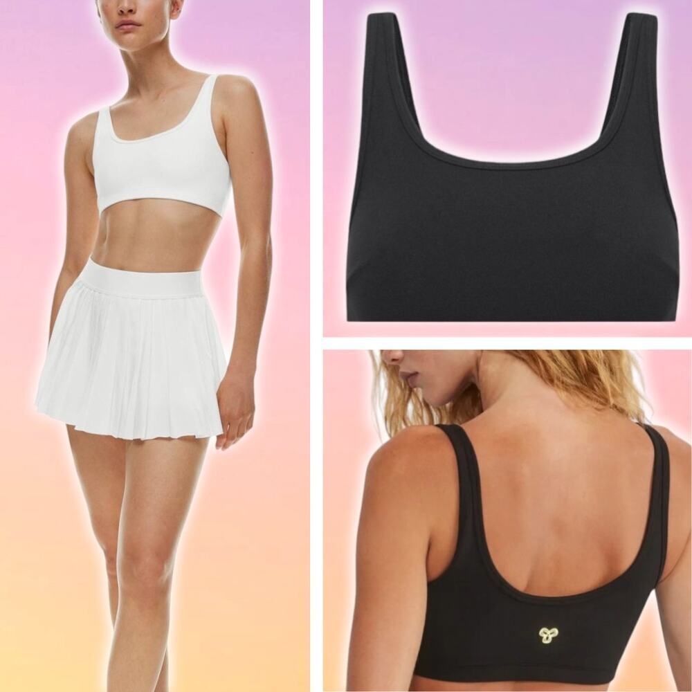 TNA Aritzia TnaBUTTER Mini Scoopneck Bra Top Sz 2XS Black